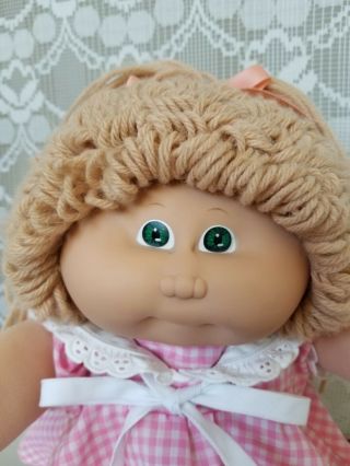 Vintage 1980s Cabbage Patch Kids Doll Girl CPK Green Eyes Sandy Brown Wheat Hair 3