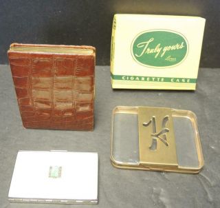 Two Vintage Cigarette Cases And Vintage Cosmetic Compact