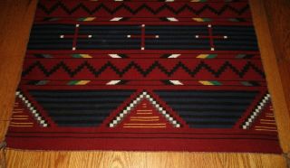 Vintage American Indian Navajo Chief Blanket Revival Rug Janice VanWinkle 24 