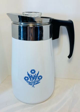 Vtg Corning Ware Blue Cornflower 6 Cup Perculator Coffee Pot (stovetop) Complete