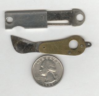 2 Old Vintage Antique Cigar Tip Cutters,  Small,  Diff.  Metals & Diff.  Types C33