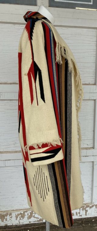 Vintage 30 ' s Ortega ' s Hand Woven Wool Chimayo Blanket / Rug Jacket Coat Duster 3