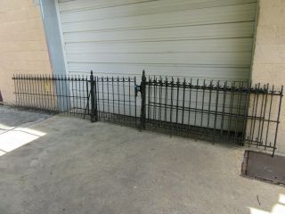 Antique Wrought Iron Fence 2 Posts And Gate 23 Feet Architectural Salvage