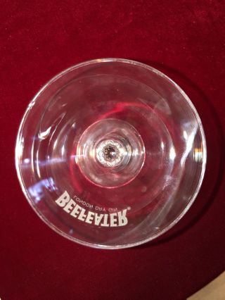 Vintage Beefeater London Dry Gin Martini Glass Etched & Cut Stem 6” H 2
