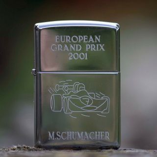F1 European Grand Prix 2001 M Schumacher Chrome Zippo Lighter Never Lit I 02