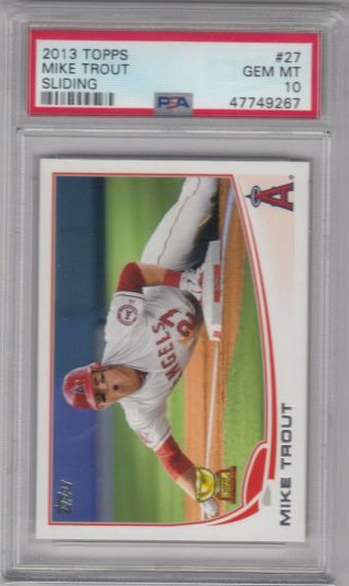 2013 Topps Series 1 Mike Trout Rookie Cup Sliding Psa 10 Gem 27 Angels A