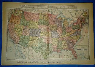 Vintage 1916 Atlas Map The United States Of America Old S&h