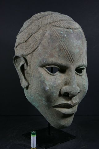 African Benin Bronze Oba King Mask - Nigeria Benin,  African Tribal Art Primitif