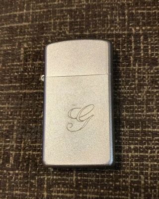 Small Zippo Lighter Silver Monogram G Very Good Shape