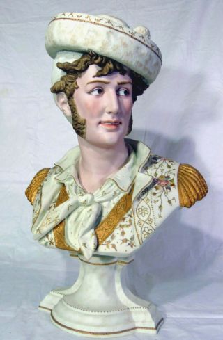 Huge Antique German Royal Rudolstadt Bisque Porcelain Bust Victorian Man 22 "