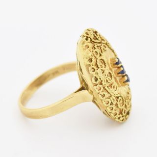 18k Yellow Gold Antique Ornate Oval Sapphire Cocktail Ring Size 8 2