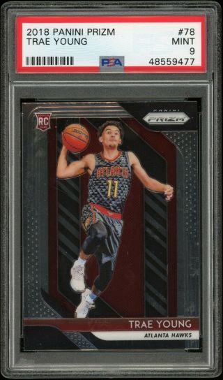 2018 - 19 Panini Prizm Trae Young Rc Rookie 78 Psa 9