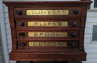 Antique Clark’s Spool Cabinet Glass Drawer Fronts From 1882 - 1892 Era See Info