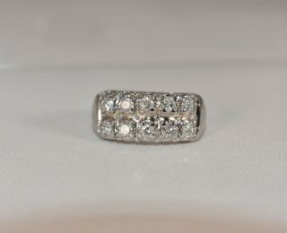 Vintage 14 K White Gold 1/2 Ct T.  W.  White Diamond Band Ring Size 5 1/4