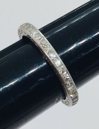 Platinum Antique Art Deco Diamond Eternity Band Ring Size 3.  75