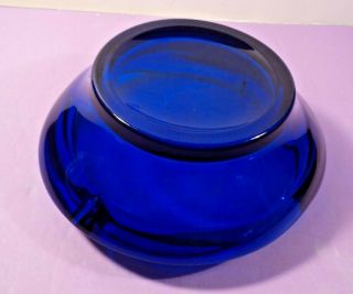 Vintage Mid Century Modern Cobalt Blue LARGE Art Glass Ashtray 3