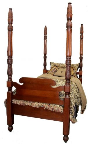 Vintage American Empire Mahogany Twin/full Four - Poster Bed