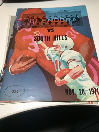 Vintage 1971 High School Football Program Glendora Vs.  South Hills 2