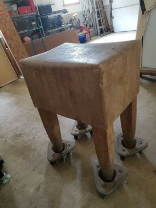 Antique Vintage Solid Butcher Block Table - And Quality
