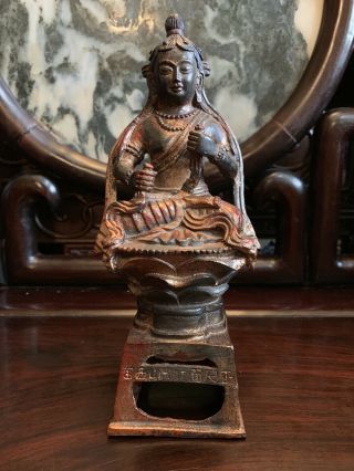 From Old Estate Chinese Ming Bronze 1106g Gold Gilt Buddha Marked Asian China