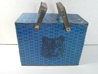 Vintage Tiger Brand Blue Chewing Tobacco Tin 10x8x5