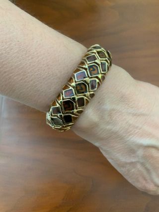 Vintage Joan Rivers Enameled Gold Toned Domed Snake Style Link Bracelet