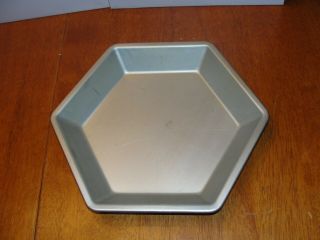 Vtg Hexagon 6 Sided Pie Pan Dish Plate Even Steven 9x1.  25” Aluminum Mirro Usa