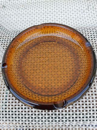 Vintage Amber Brown Glass Ashtray Table Smoking Stand Replacement 8 " Dia.  Cigar