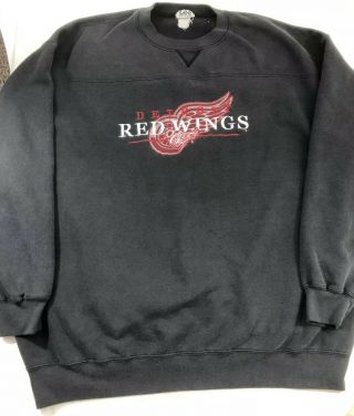 Vtg Lee Sports Mens Detroit Red Wings Crewneck Sweatshirt Nhl Hockey Size Xl