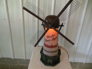 Property Of Van Munching Ny Antique Heineken Windmill Lighted Display Sign Rare