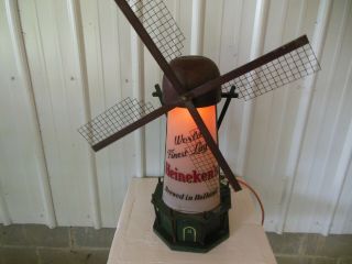 Property of Van Munching NY Antique Heineken Windmill Lighted Display Sign Rare 2
