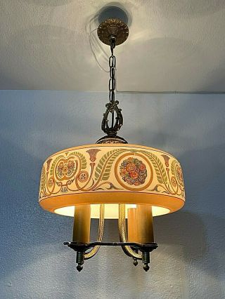 Vintage Art Deco 1930 - 40s Lightolier 5 Light Hanging Fixture