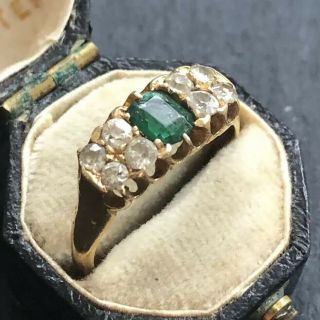 Antique Edwardian 18 Carat Gold Emerald And Diamond Ring