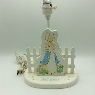 Vintage Beatrix Potter Peter Rabbit Baby Nursery Lamp Night Light No Shade
