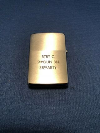 Vintage Engraved Zippo Lighter - " Btry C : 2nd Gun Bn : 38th Arty