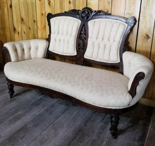 Antique Eastlake Victorian Carved Walnut Sofa Love Seat Settee 65 "