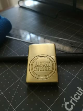 Lucky Strike Zippo Lighter Etched Solid Brass Rare