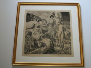 Antique Old Master Etching Art Deco Nude Surreal Raymond - Jacques Brechenmacher