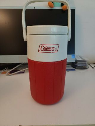Vintage Coleman Polylite 1/2 Gallon Water Cooler Jug 5590 Red & White