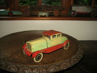 Rare 1920/30 Antique Tin Toy Car Wells Wind Up Vintage Coupe Tinplate No Germany