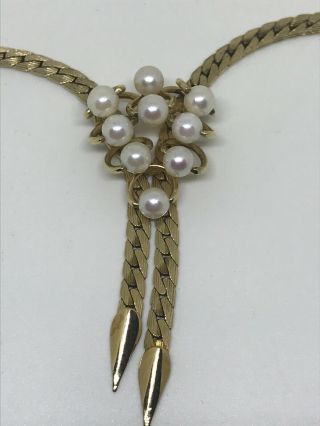 Vintage Van Dell 1/20 12k Gold Filled Pearl Pendant 16” Necklace Brushed