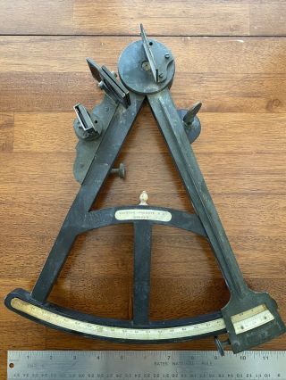 Antique 1800’s Spencer Barrett & Co.  London Brass Sextant Octant Maritime Tool