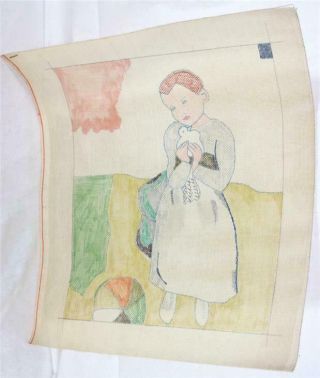 Vintage Hand Painted Needlepoint Canvas Picasso Child With Dove Interpretation