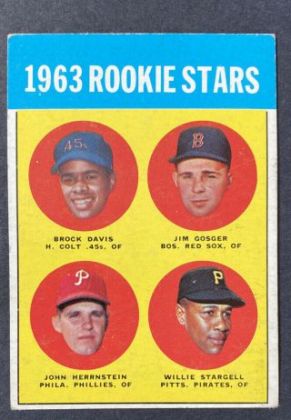 Vintage 1963 Topps Baseball Card 553 Rookie Stars Willie Stargell Rc Good Shape