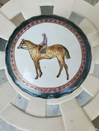 Vintage Horse Jar W/lid Ceramic Hand Painted Porcelain Style Mid Century.