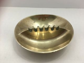 Vintage Round Brass Ashtray 5 1/2 " Tall Holds 6