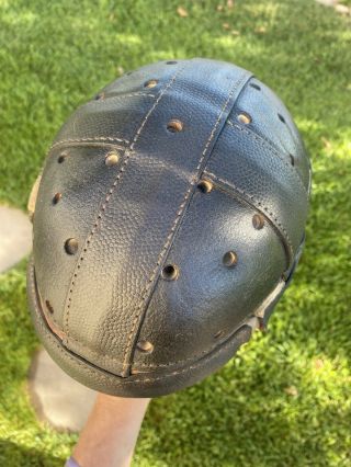 Antique Dog Ear Vintage ALL Leather PEBBLED 1920s Circa Football Helmet Old WOW 2