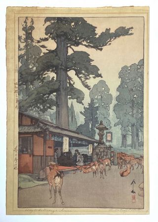 Rare Hiroshi Yoshida Japanese Woodblock Print Way To Kashuga Jizuri Seal 1st Ed