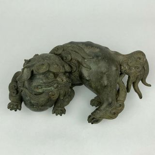 Chinese Bronze Figure Of A Buddhist Lion Foo Dog Sculpture