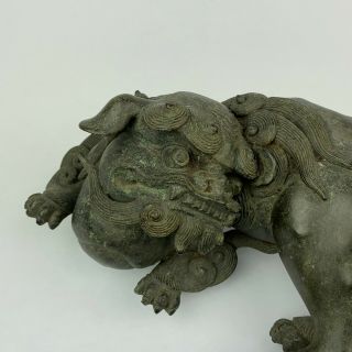Chinese Bronze Figure of a Buddhist Lion Foo Dog Sculpture 2